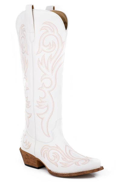 WOMENS ROPER WHITE WITH ALL OVER EMBROIDERY RYDER BOOTS