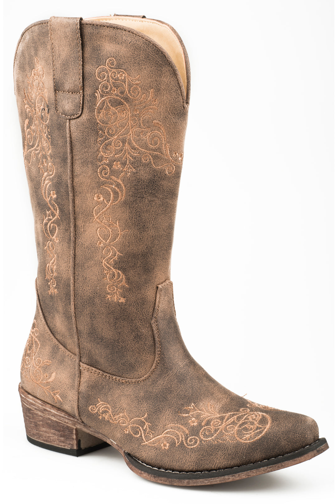 WOMENS VINTAGE BROWN VAMP  SHAFT FASHION BOOT