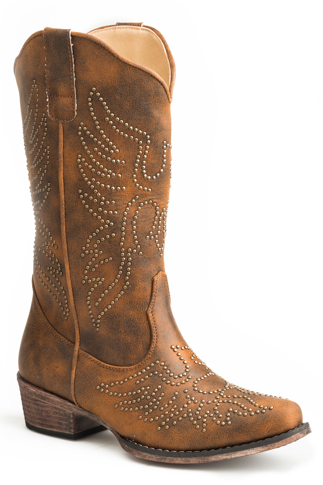 WOMENS VINTAGE BROWN VAMP AND UPPER