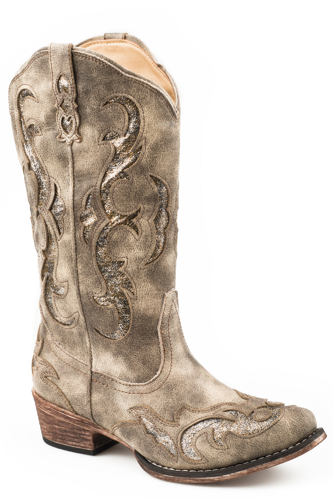 WOMENS GREY WITH METALLIC UNDERLAY ON VAMP