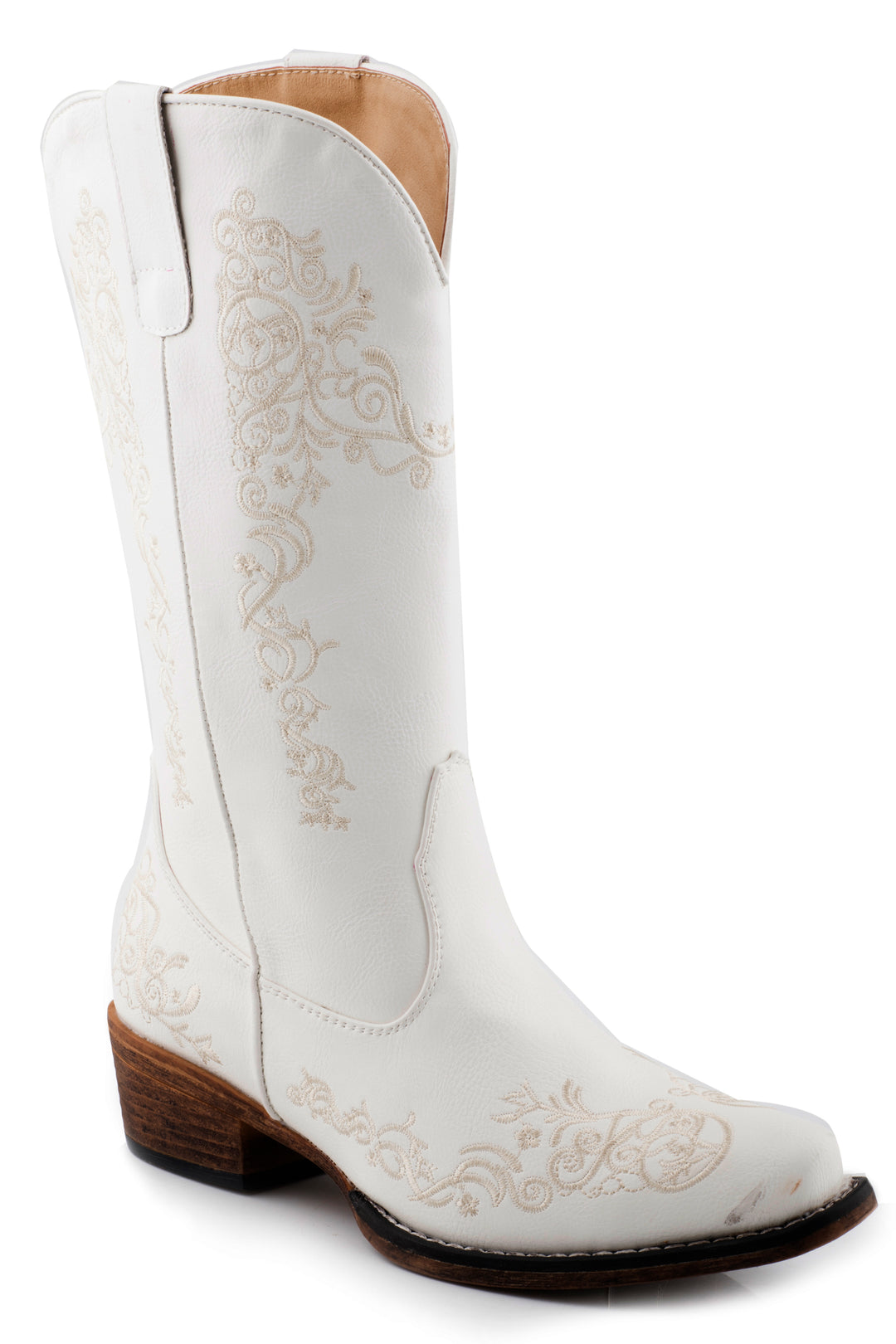 WOMENS WHITE SMOOTH FAUX LEATHER UPPER
