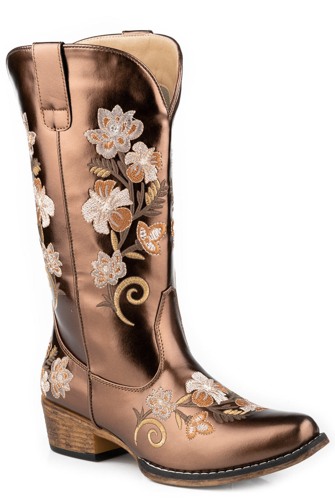 WOMENS METALLIC BROWN FAUX LEATHER