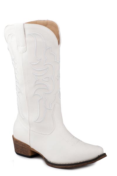 WOMENS VINTAGE WHITE FAUX LEATHER UPPER