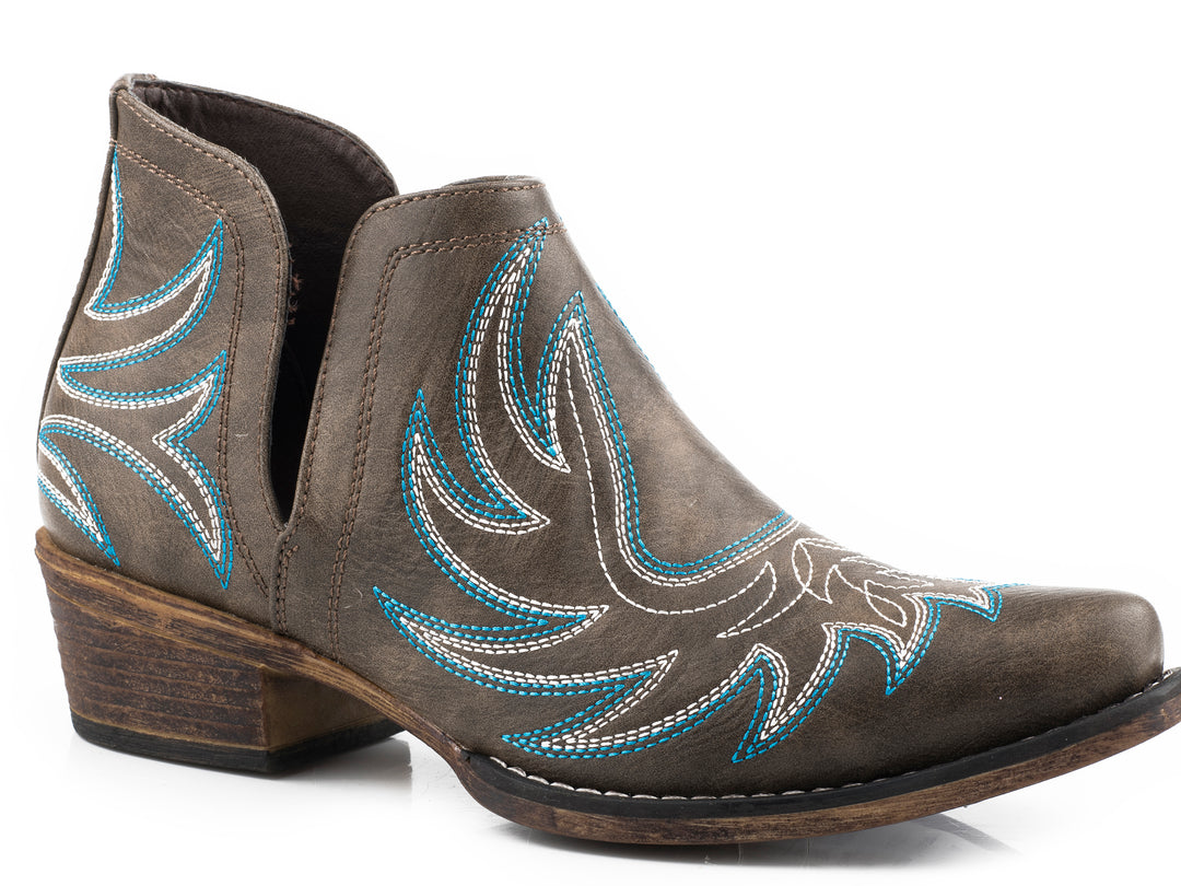WOMENS SNIP TOE BROWN FAUX LEATHER