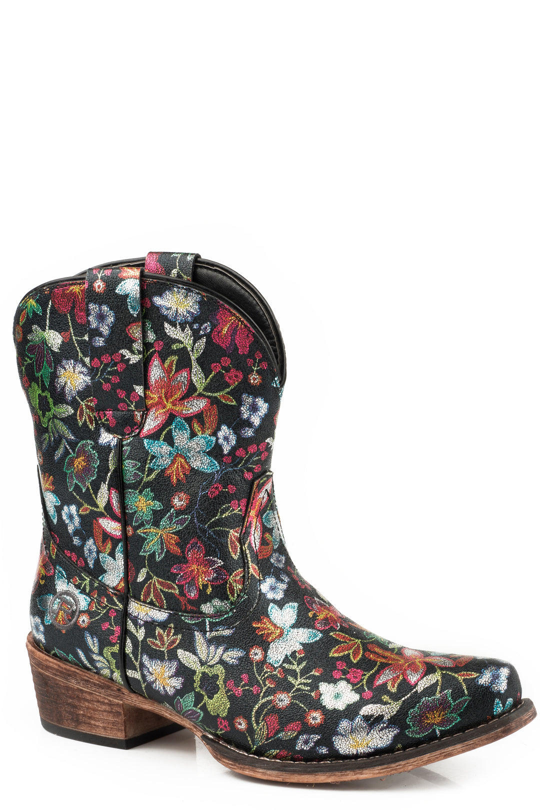WOMENS SNIP TOE ALL OVER FLORAL GOLD