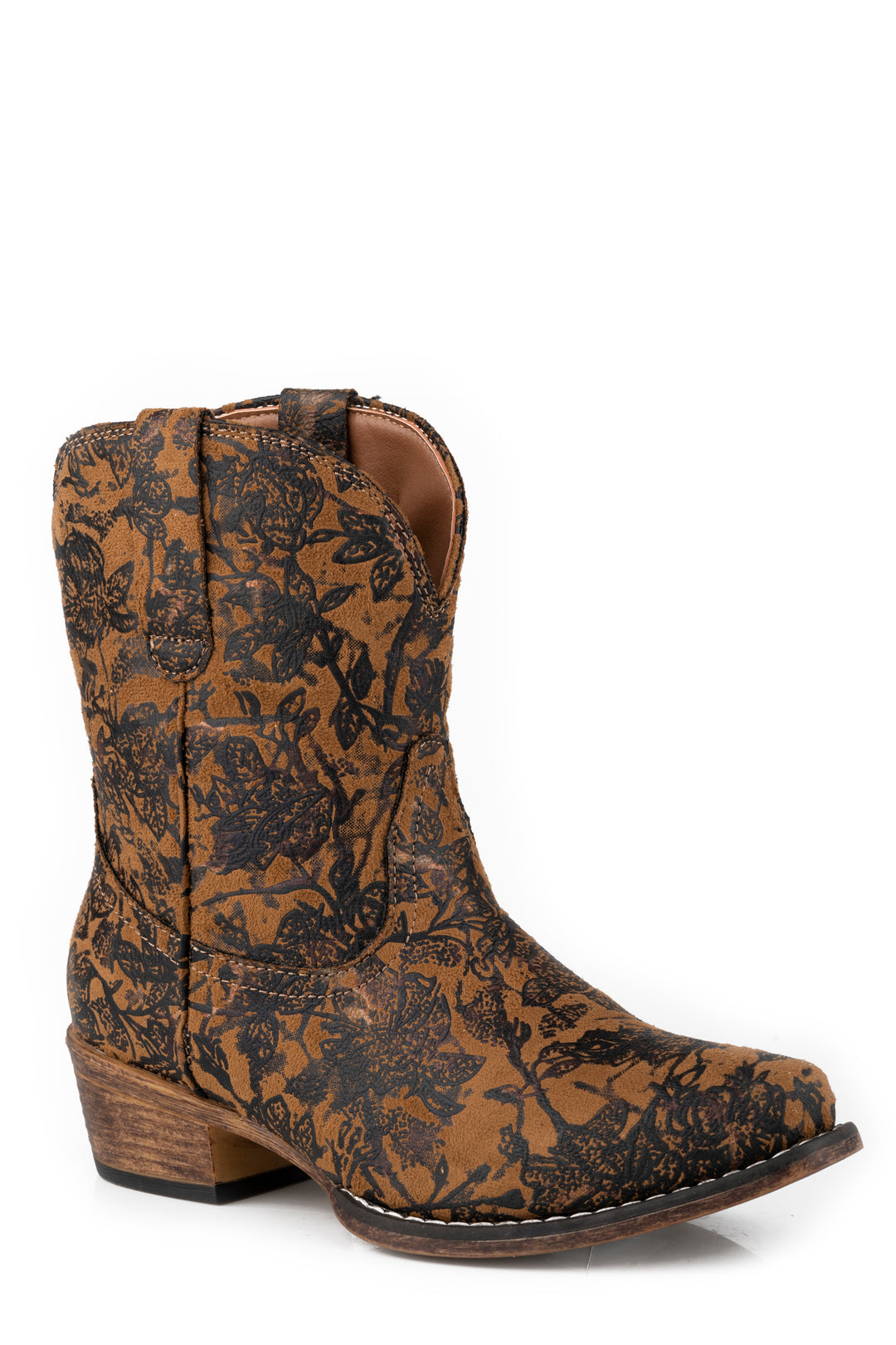 WOMENS TAN VINTAGE FLORAL FAUX LEATHER