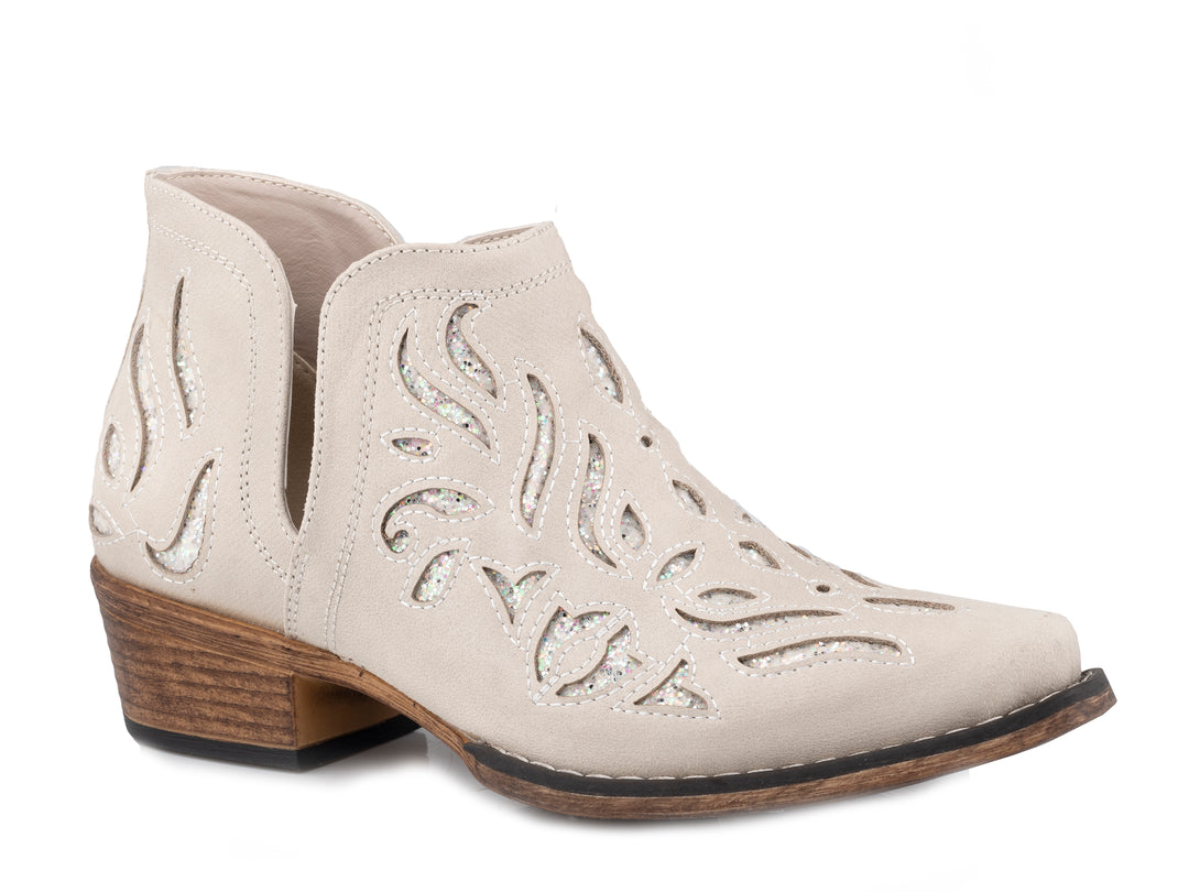 WOMENS SNIP TOE WHITE FAUX LEATHER