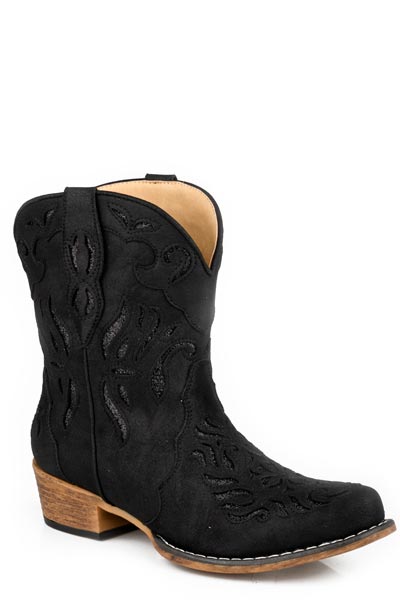 WOMENS BLACK VINTAGE FAUX LEATHER