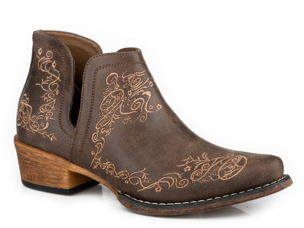 WOMENS SNIP TOE BROWN FAUX LEATHER