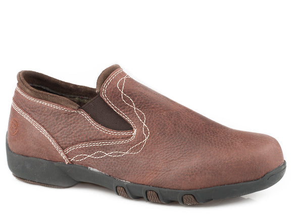 WOMENS DRIVING MOCASSIN SLIP ON ALL OVER TUMBLED BROWN LEATHER
