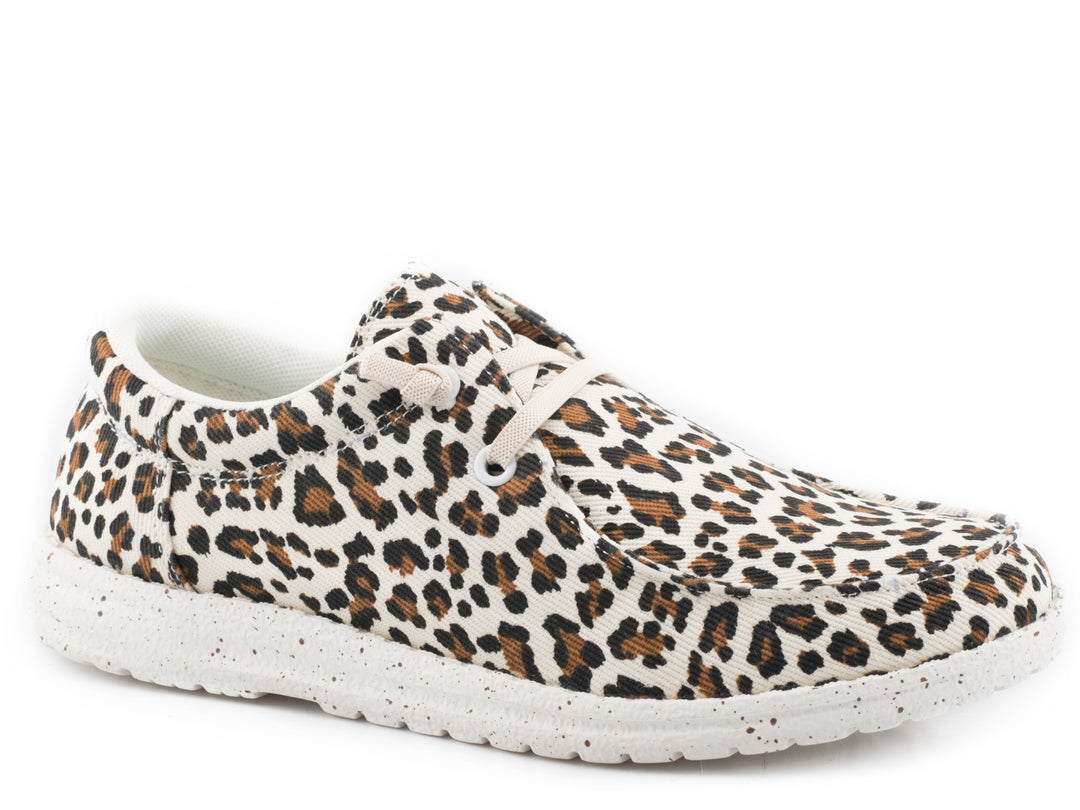 WOMENS CREME LEOPARD CANVAS UPPER