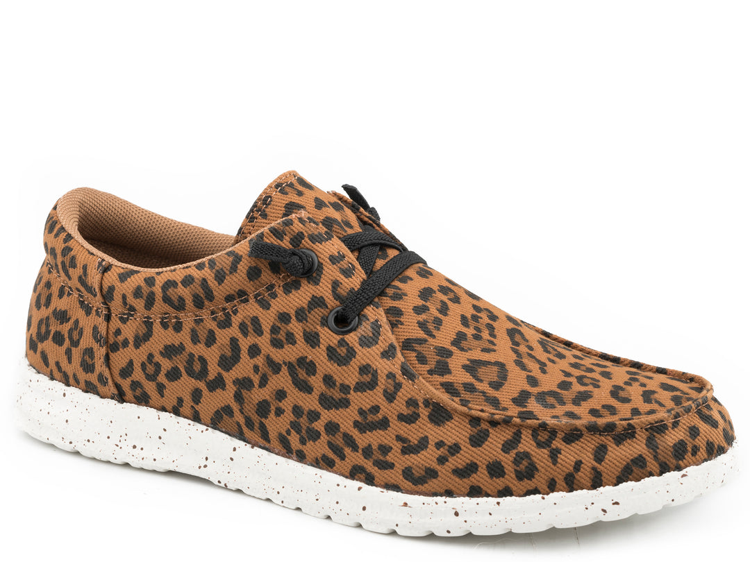 WOMENS BROWN LEOPARD CANVAS UPPER
