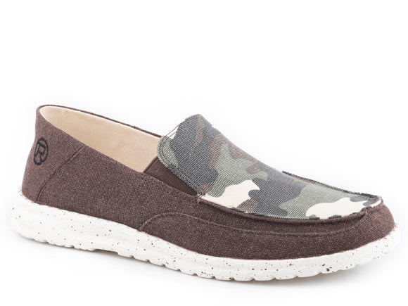 WOMENS BROWN CANVAS WITH CAMO VAMP
