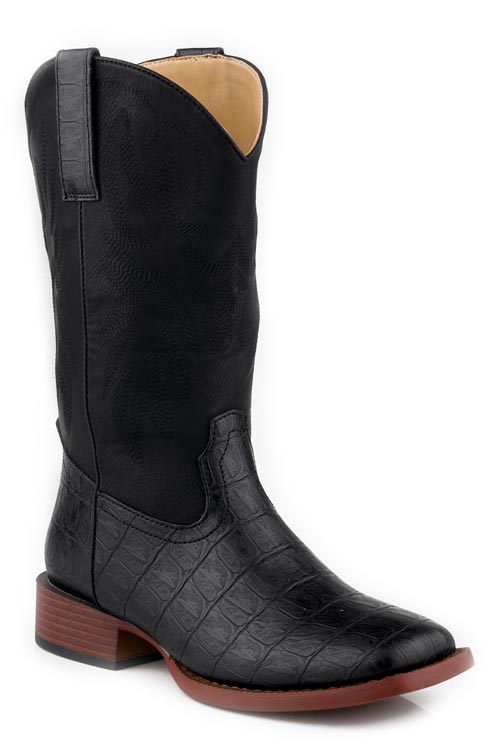 WOMENS BLACK FAUX LEATHER CAIMAN VAMP
