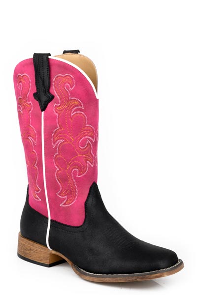 WOMENS BLACK FAUX LEATHER VAMP