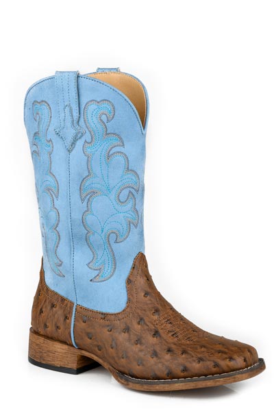 WOMENS BROWN FAUX OSTRICH LEATHER VAMP