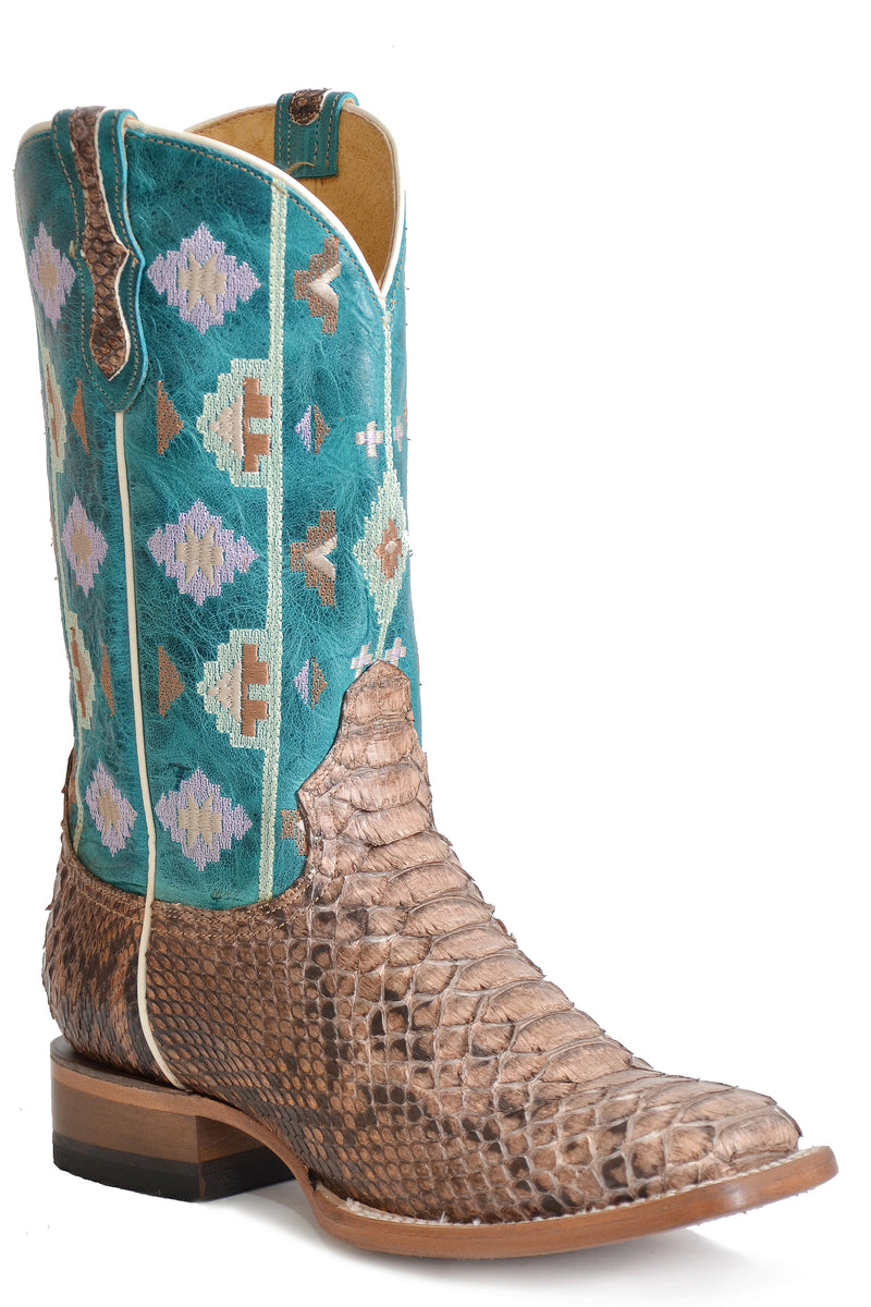 WOMENS TAN AND BROWN BACKCUT PYTHON VAMP – Roper Apparel & Footwear