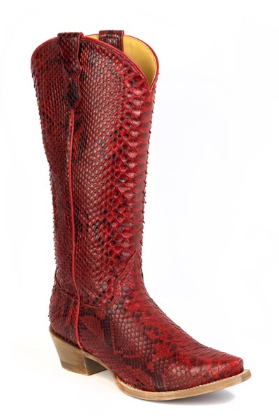WOMENS RED PYTHON VAMP AND SHAFT