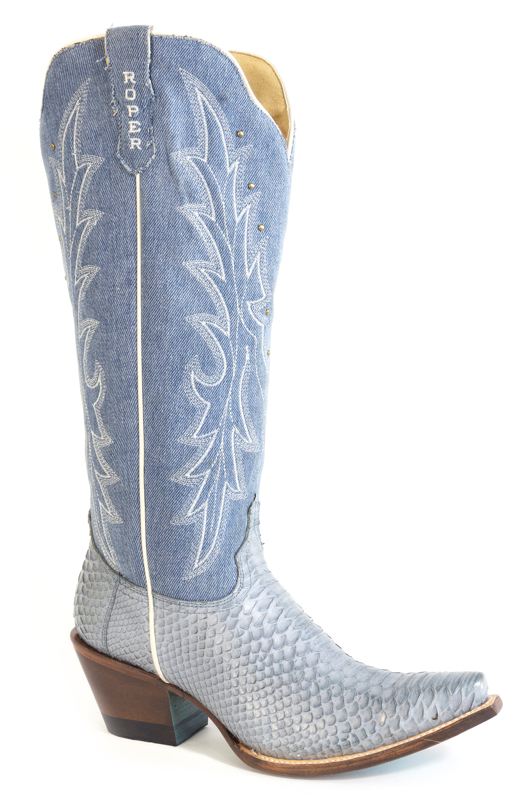 WOMENS ROPER WESTERN BLUE DENIM PYTHON BOOT