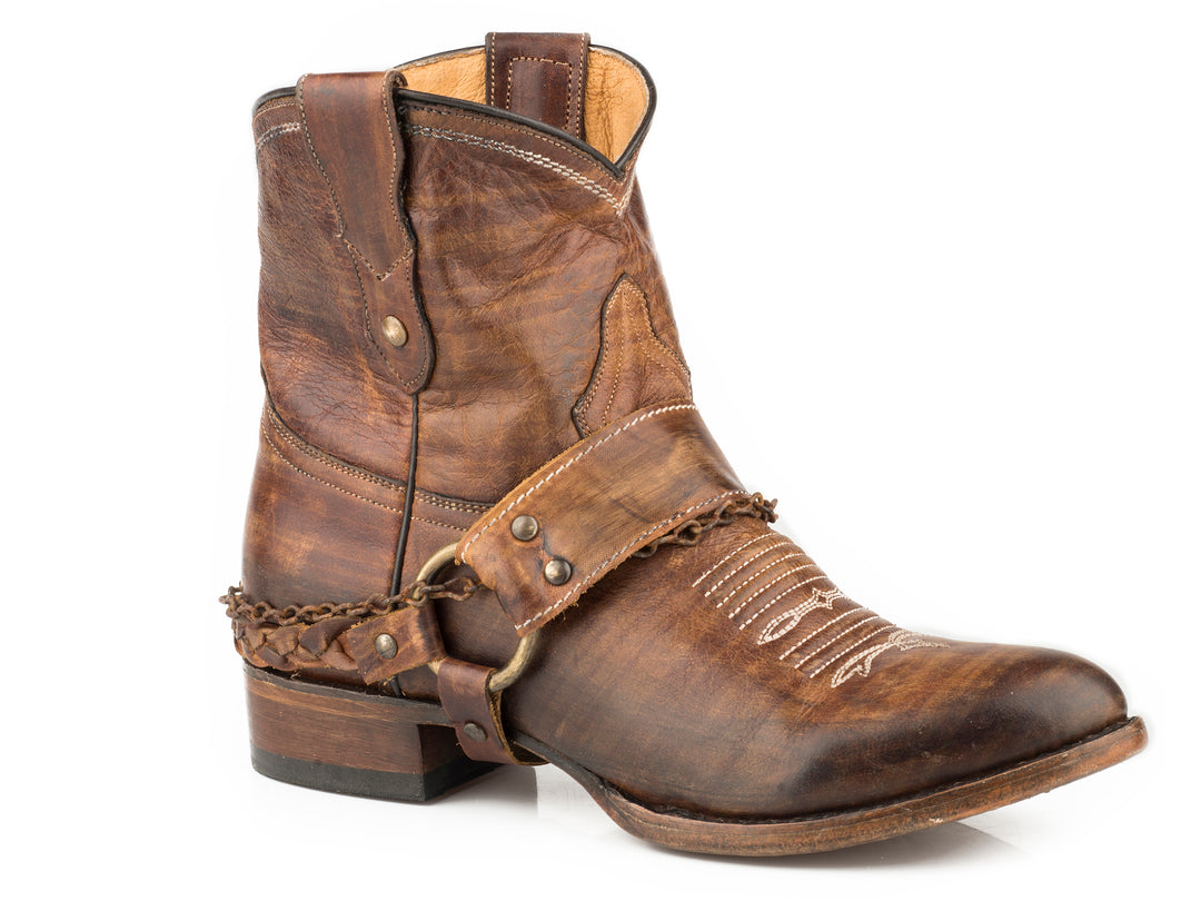 WOMENS VINTAGE BROWN LEATHER VAMP AND SHAFT