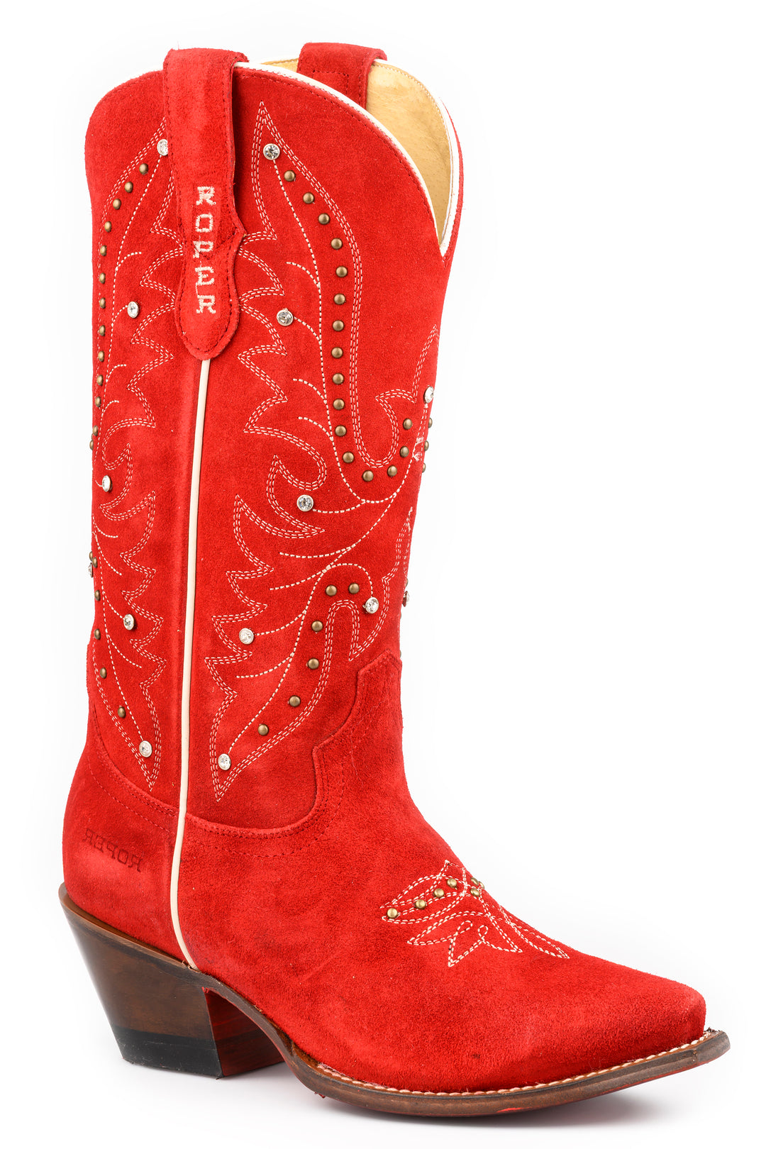 WOMENS ROPER EMBRIODERED SCARLET BOOTS