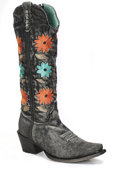 WOMENS BLACK DENIM VAMP AND SHAFT