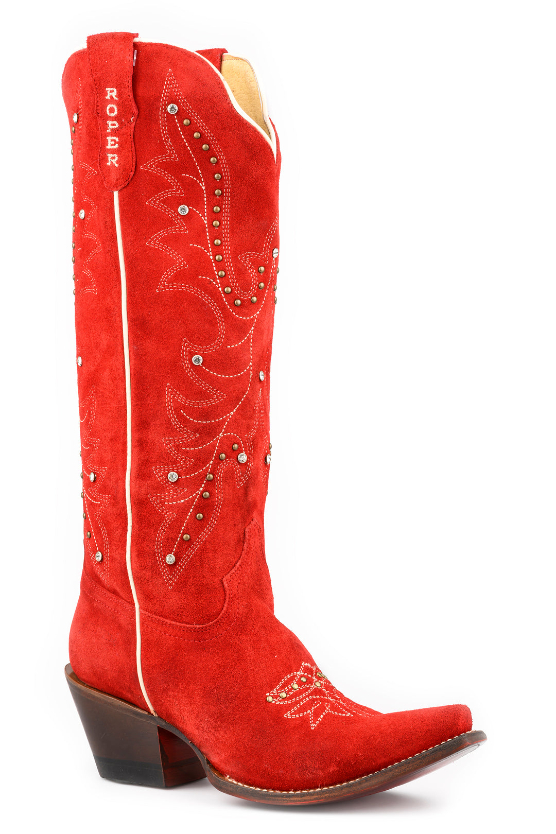WOMENS ROPER EMBRIODERED SCARLET BOOTS