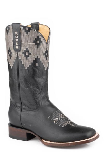 WOMENS WAXY BLACK LEATHER VAMP AND SHAFT
