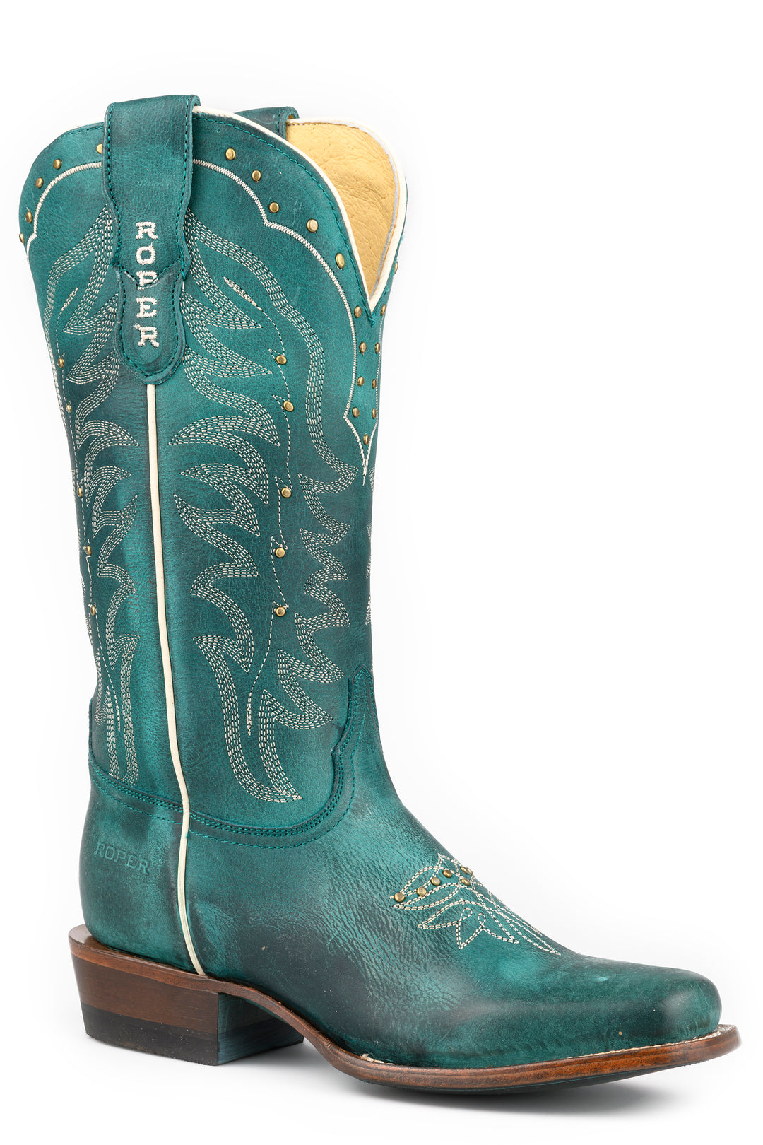 WOMENS ROPER EMBROIDERY AND STUDS TURQUOISE SKYE BOOTS