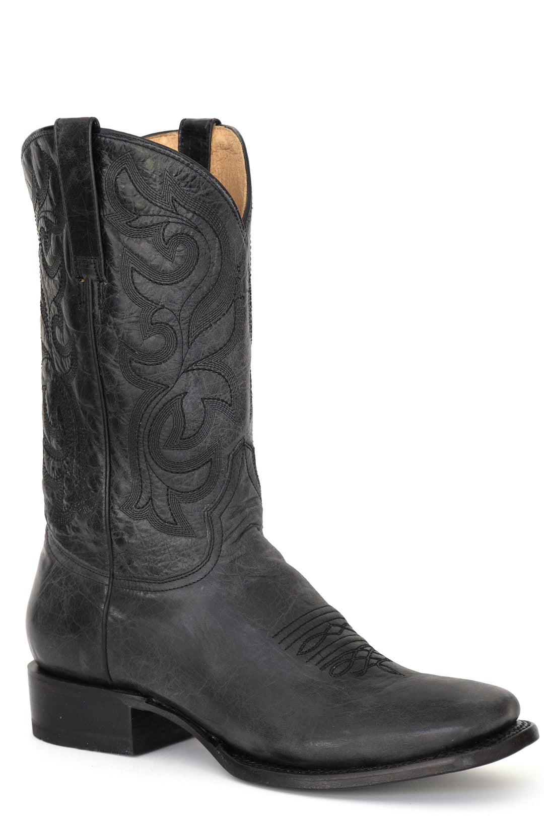 WOMENS MARBLED BLACK LEATHER VAMP AND SHAFT