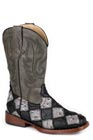 BOYS ROPER BLACK  GREY PATCHWORK OSTRICH VAMP BIRD BLOCKS BOOTS