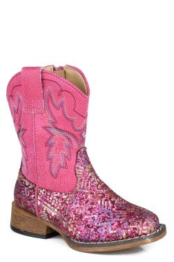 Girls Roper Fuschia Aztec Glitter Vamp Glitter Aztec Ii Boots